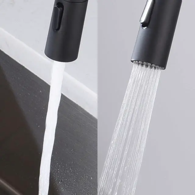 Alt view image 5 of 6 - Pull Down Kitchen Faucet with Single Handle | Solid Brass High Arc Spout | Kitchen Sink Faucet with Pull Down Sprayer | Easy Clean | Matte Black, KKF2011