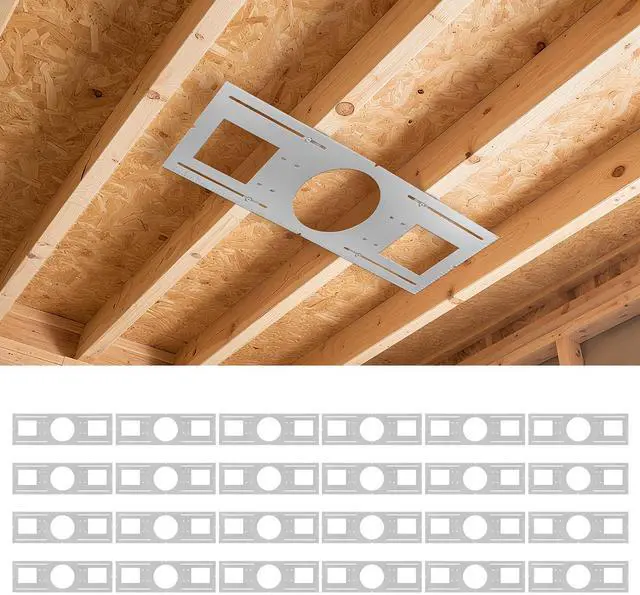 Main image of 24-Pack New Construction Mounting Plate for 6 Inch LED Wafer Recessed Lights, 26 Inch Galvanized Steel Rough-in Bracket with Measurement Scale