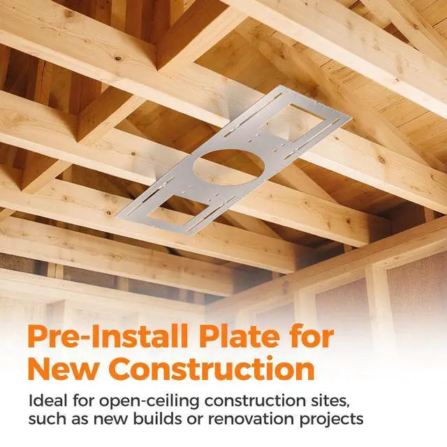 Alt view image 3 of 6 - 24-Pack New Construction Mounting Plate for 6 Inch LED Wafer Recessed Lights, 26 Inch Galvanized Steel Rough-in Bracket with Measurement Scale