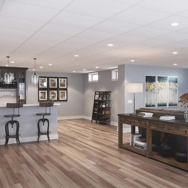 Alt view image 2 of 6 - 2ft x 2ft Stucco Pro White PVC Ceiling Tiles (12 Tiles) | Easy Drop-In Installation, Waterproof, Washable and Fire-rated