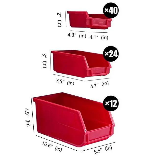 Alt view image 2 of 6 - Metal Bin Rack Storage Organizer System, Heavy Duty Steel Frame, 76 Bins for Tools Hardware Nut Bolt, Garage Workshop Factory