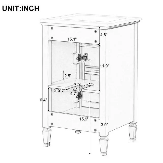 Alt view image 5 of 6 - 20 Inch Black Small Bathroom Vanity with Sink, Vanity Cabinet with Tip-Out Drawer and Door Rack Organizer, Adjustable Shelf