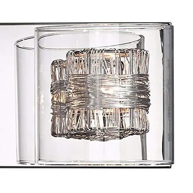 Alt view image 3 of 6 - Wrapped Wire Modern Wall Light Polished Chrome Silver Hardwired 30 3/4" Wide 4-Light Fixture Clear Glass Cylinder Shade for Bathroom Vanity Mirror House Home Hallway Room