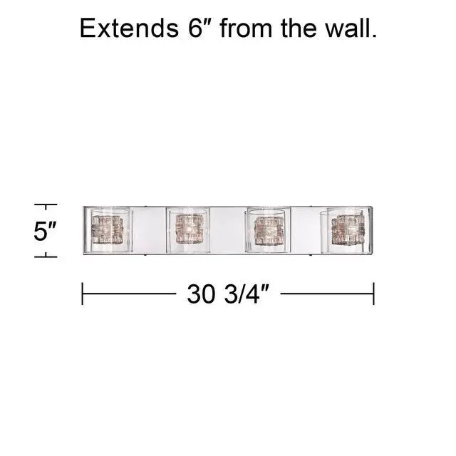 Alt view image 4 of 6 - Wrapped Wire Modern Wall Light Polished Chrome Silver Hardwired 30 3/4" Wide 4-Light Fixture Clear Glass Cylinder Shade for Bathroom Vanity Mirror House Home Hallway Room