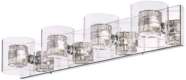 Alt view image 5 of 6 - Wrapped Wire Modern Wall Light Polished Chrome Silver Hardwired 30 3/4" Wide 4-Light Fixture Clear Glass Cylinder Shade for Bathroom Vanity Mirror House Home Hallway Room