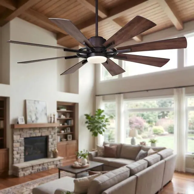 Main image of Ceiling Fans with Lights and Remote, 60 Inch Farmhouse Ceiling Fan with Light for Bedroom Living Room, Large Outdoor Ceiling Fans for Patios Porch, DC Motor Reversible 8 Blades, 6 Speeds, Timer