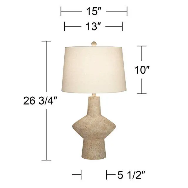Alt view image 4 of 6 - Cozumel 26 3/4" Tall Geometric Rustic Mid Century Modern Coastal Table Lamps Set of 2 Beige Living Room Bedroom Bedside Nightstand House Office Home Reading Off-White Shade