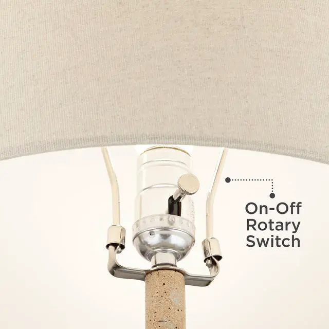 Alt view image 5 of 6 - Cozumel 26 3/4" Tall Geometric Rustic Mid Century Modern Coastal Table Lamps Set of 2 Beige Living Room Bedroom Bedside Nightstand House Office Home Reading Off-White Shade