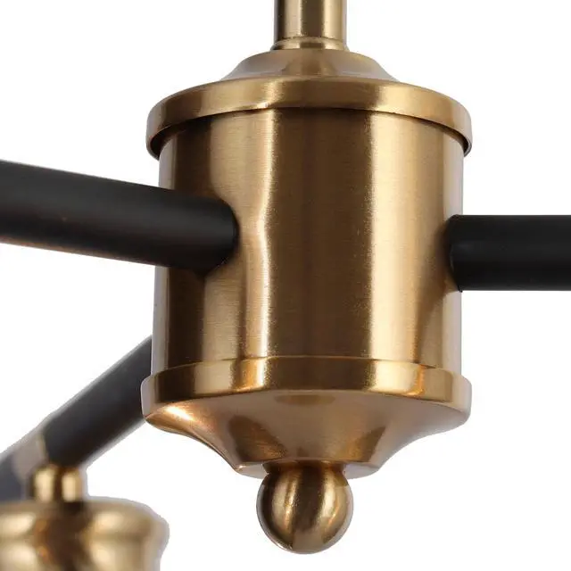 Alt view image 6 of 6 - 3 Lights Gold Chandelier, Dining Room Chandelier Over Table, Black Gold Hanging Ceiling Chandeliers Adjustable Modern Glass Pendant Light Fixture for Foyer, Kitchen, Living Room and Entryway