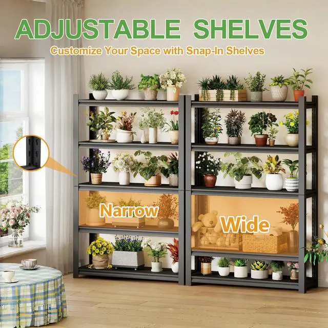 Alt view image 3 of 6 - 72H Metal Kitchen Storage Shelves, 3000 LBS Heavy Duty Garage Shelving Unit, 5-Tier Adjustable Pantry Shelves, Food and Beverage Storage Rack, Appliance Storage Utility Shelf for Balcony - Black
