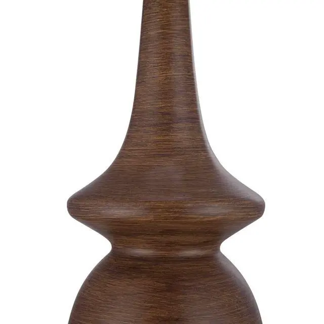Alt view image 5 of 5 - Rexford Mid Century Modern Table Lamps 24" Tall Set of 2 Walnut Brown Faux Wood Off White Drum Shade for Bedroom Living Room House Home Bedside Nightstand Office Kids Family