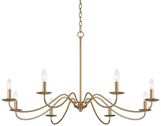 Alt view image 2 of 6 - Marinec Soft Gold Hanging Chandelier Lighting 42" Wide Farmhouse Rustic Bent Arms 8-Light Fixture for Dining Room Living House Home Foyer Kitchen Island Entryway High Ceilings