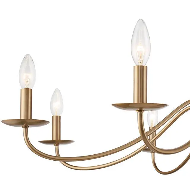 Alt view image 3 of 6 - Marinec Soft Gold Hanging Chandelier Lighting 42" Wide Farmhouse Rustic Bent Arms 8-Light Fixture for Dining Room Living House Home Foyer Kitchen Island Entryway High Ceilings