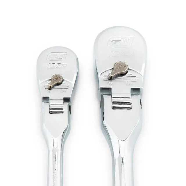 Alt view image 2 of 6 - 2 Piece 1/4inch and 3/8inch Drive 120XP Flex Head Teardrop Ratchet Set, Dual Material - 81204P