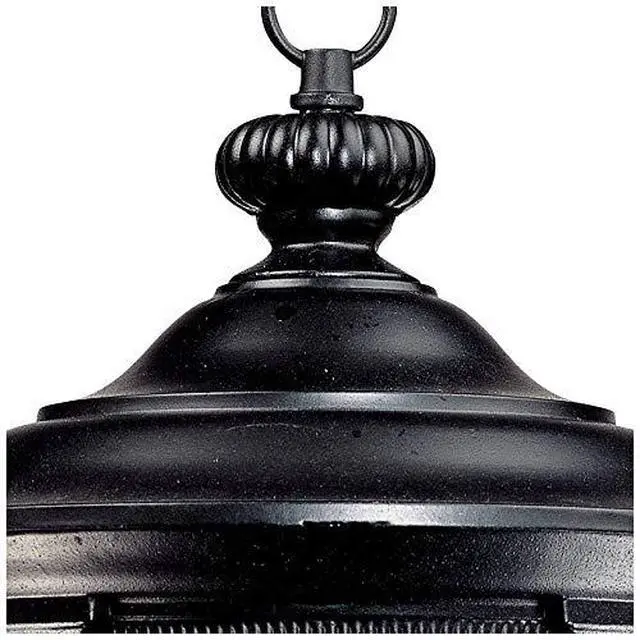 Alt view image 3 of 6 - Bellagio European Outdoor Ceiling Light Hanging Texturized Black 18" Clear Hammered Glass Damp Rated Exterior House Porch Patio Outside Deck Garage Front Door Home Roof Gazebo