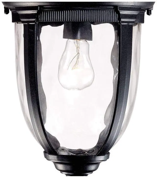 Alt view image 5 of 6 - Bellagio European Outdoor Ceiling Light Hanging Texturized Black 18" Clear Hammered Glass Damp Rated Exterior House Porch Patio Outside Deck Garage Front Door Home Roof Gazebo
