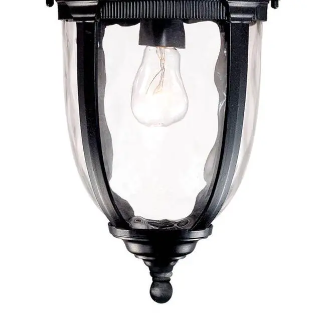 Alt view image 6 of 6 - Bellagio European Outdoor Ceiling Light Hanging Texturized Black 18" Clear Hammered Glass Damp Rated Exterior House Porch Patio Outside Deck Garage Front Door Home Roof Gazebo
