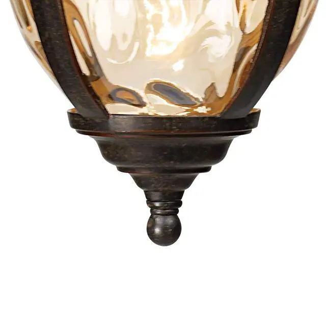 Alt view image 5 of 6 - Bellagio European Outdoor Ceiling Light Hanging Bronze Brown 18" Champagne Hammered Glass Damp Rated for Exterior House Porch Patio Outside Deck Garage Front Door Garden Home