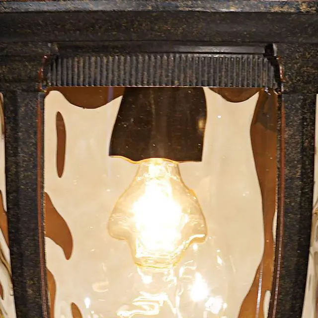Alt view image 6 of 6 - Bellagio European Outdoor Ceiling Light Hanging Bronze Brown 18" Champagne Hammered Glass Damp Rated for Exterior House Porch Patio Outside Deck Garage Front Door Garden Home