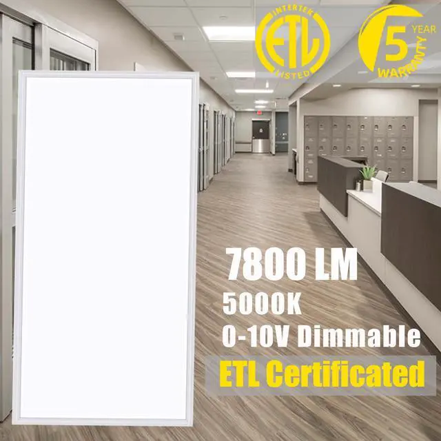 Alt view image 2 of 6 - 2x4 LED Flat Panel Light,6 Pack,7800LM LED Ceiling Light Fixture,0-10V Dimmable,5000K Daylight White Recessed Edge-Lit Troffer Fixture,ETL Certificated,Works from 110-277V AC