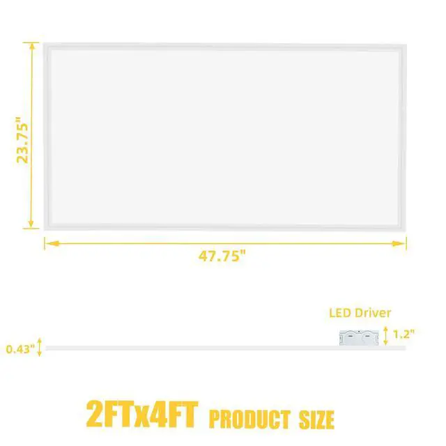 Alt view image 5 of 6 - 2x4 LED Flat Panel Light,6 Pack,7800LM LED Ceiling Light Fixture,0-10V Dimmable,5000K Daylight White Recessed Edge-Lit Troffer Fixture,ETL Certificated,Works from 110-277V AC