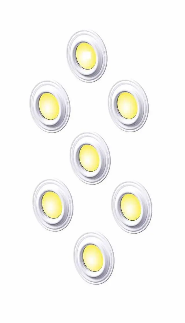 Main image of 9 in. OD Primed White Paintable Goof Trim Ring for Recessed Can Lighting, 5 in. Inner Diameter Polyurethane Ceiling Medallion for Down Light Trim Repair Pack of 7