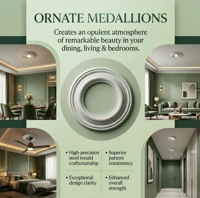 Alt view image 5 of 5 - 9 in. OD Primed White Paintable Goof Trim Ring for Recessed Can Lighting, 5 in. Inner Diameter Polyurethane Ceiling Medallion for Down Light Trim Repair Pack of 7