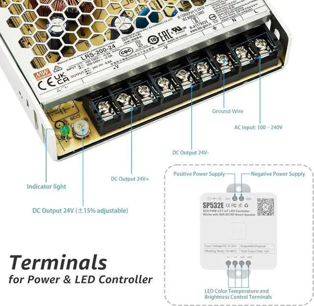 Alt view image 2 of 6 - 2-Pack 200W Low Voltage LED Power Driver Transformer with LED Controller, 24V DC Power Supply for Track Lighting, Dimmable & Control via App, Remote, Compatible Track Rails & Light Heads