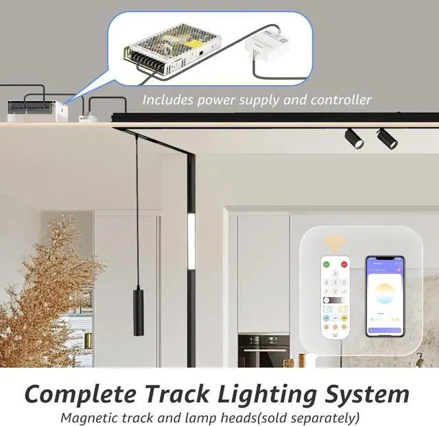 Alt view image 5 of 6 - 2-Pack 200W Low Voltage LED Power Driver Transformer with LED Controller, 24V DC Power Supply for Track Lighting, Dimmable & Control via App, Remote, Compatible Track Rails & Light Heads