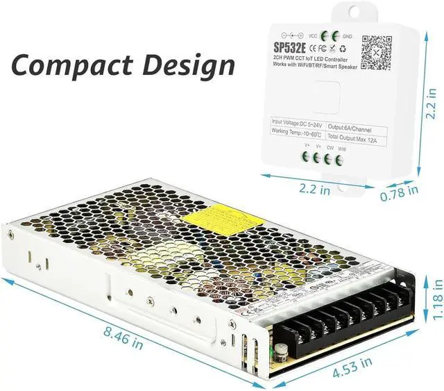 Alt view image 6 of 6 - 2-Pack 200W Low Voltage LED Power Driver Transformer with LED Controller, 24V DC Power Supply for Track Lighting, Dimmable & Control via App, Remote, Compatible Track Rails & Light Heads