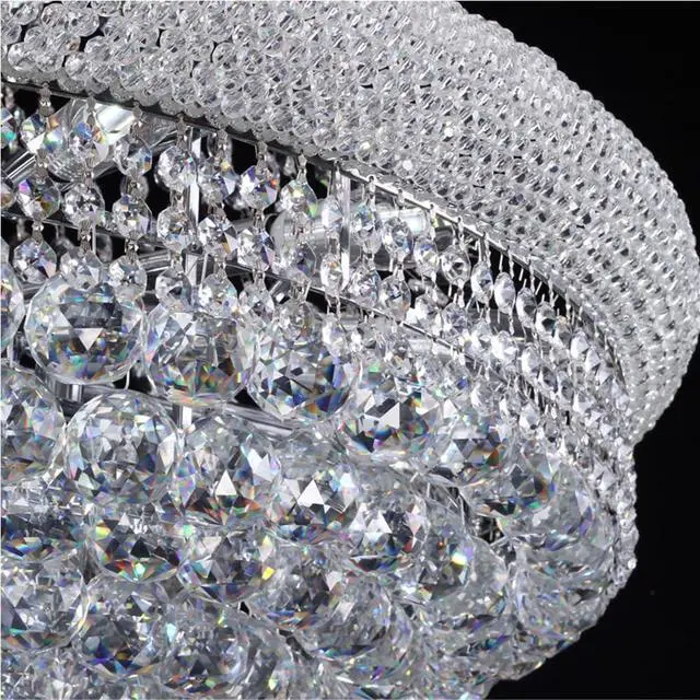 Alt view image 4 of 6 - 24'' Chrome Crystal Round Chandelier Flush Mount LED Ceiling Light with 3 Dimmble Lighting Fixture for Dining Living Room Bedroom Kitchen Foyer Hallway