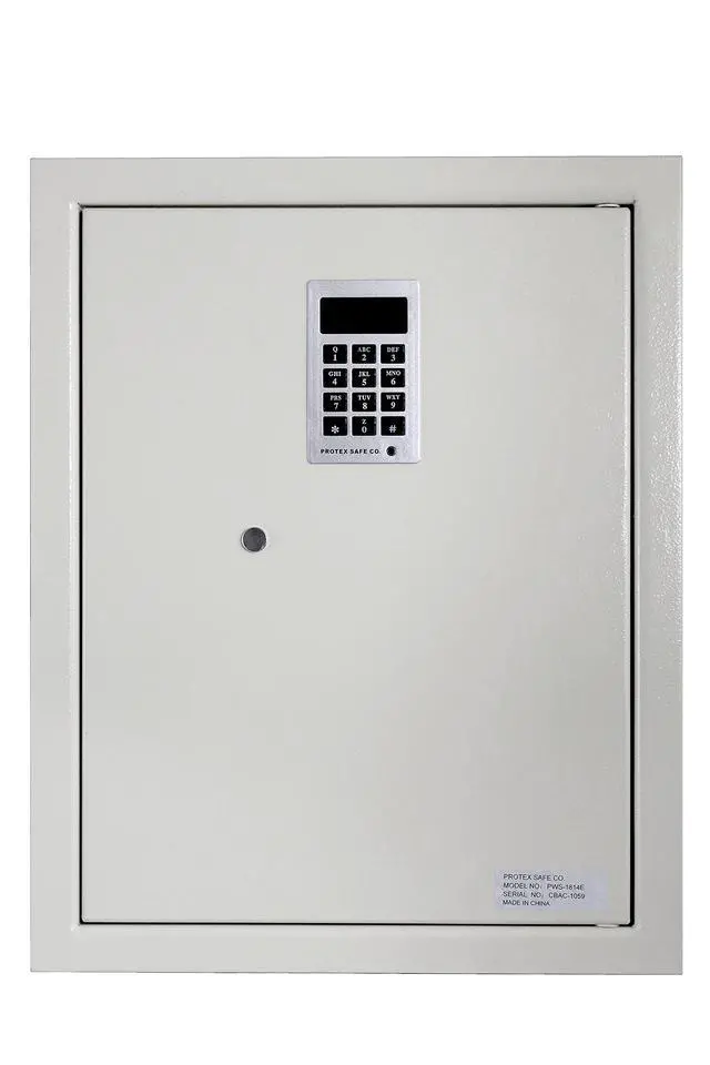 Alt view image 2 of 6 - Protex Safe Electronic Keypad Wall Safe (PWS-1814E), Burglary Resistant wall safe, digital electronic locking system, velvet interior, automatic door opening, 2 Removable shelves