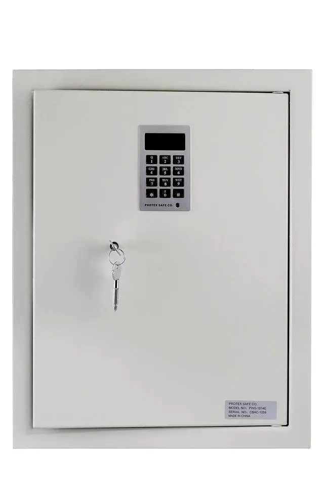 Alt view image 3 of 6 - Protex Safe Electronic Keypad Wall Safe (PWS-1814E), Burglary Resistant wall safe, digital electronic locking system, velvet interior, automatic door opening, 2 Removable shelves