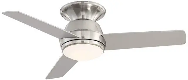 Alt view image 2 of 6 - 44" Marbella Breeze Modern Low Profile Hugger Indoor Ceiling Fan with Light LED Remote Control Brushed Nickel Opal Glass for House Bedroom Living Room Home Kitchen Family Dining