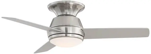 Alt view image 5 of 6 - 44" Marbella Breeze Modern Low Profile Hugger Indoor Ceiling Fan with Light LED Remote Control Brushed Nickel Opal Glass for House Bedroom Living Room Home Kitchen Family Dining
