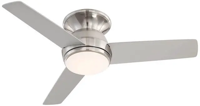 Alt view image 6 of 6 - 44" Marbella Breeze Modern Low Profile Hugger Indoor Ceiling Fan with Light LED Remote Control Brushed Nickel Opal Glass for House Bedroom Living Room Home Kitchen Family Dining