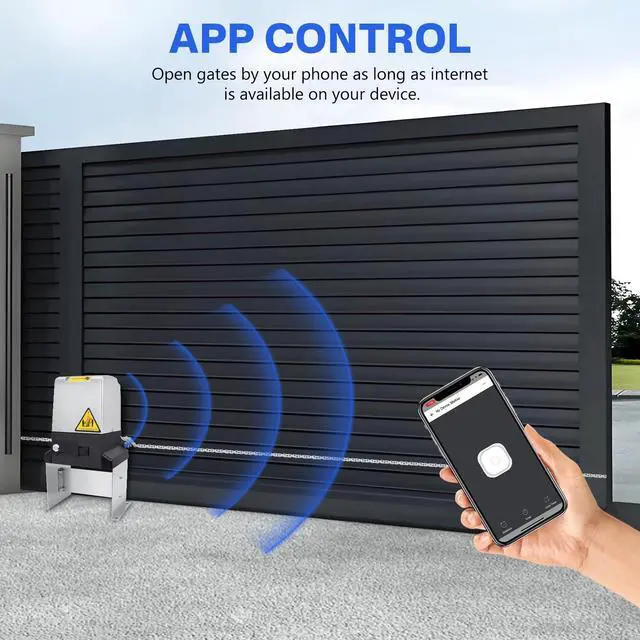 Alt view image 3 of 6 - 4400LB Automatic Sliding Gate Opener,750W APP Control Electric Rolling Driveway Slide Gate Motor with 4 Remotes,Wireless Keyboard,Gate Operator Hardware Kit for Security,Up to 40FT (Chain Driven)