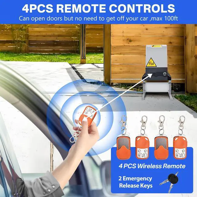 Alt view image 5 of 6 - 4400LB Automatic Sliding Gate Opener,750W APP Control Electric Rolling Driveway Slide Gate Motor with 4 Remotes,Wireless Keyboard,Gate Operator Hardware Kit for Security,Up to 40FT (Chain Driven)