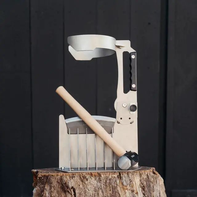 Alt view image 3 of 6 - QwikSplit Kindling Splitter Manual Firewood Log Splitter with Mallet Included, Heavy-Duty Steel Kindling Maker for Fire Pit, Fireplace & Campfire, Foldable for Storage | Made in USA