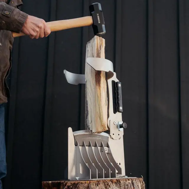 Alt view image 4 of 6 - QwikSplit Kindling Splitter Manual Firewood Log Splitter with Mallet Included, Heavy-Duty Steel Kindling Maker for Fire Pit, Fireplace & Campfire, Foldable for Storage | Made in USA