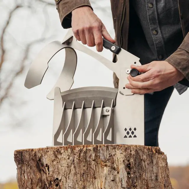 Alt view image 5 of 6 - QwikSplit Kindling Splitter Manual Firewood Log Splitter with Mallet Included, Heavy-Duty Steel Kindling Maker for Fire Pit, Fireplace & Campfire, Foldable for Storage | Made in USA