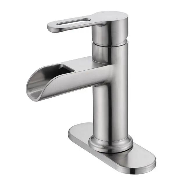 Alt view image 2 of 6 - 20 in. Rectangular Undermount Bathroom Sink in Biscuit (Combo w/Waterfall Single Handle Faucet in Brushed Nickel)