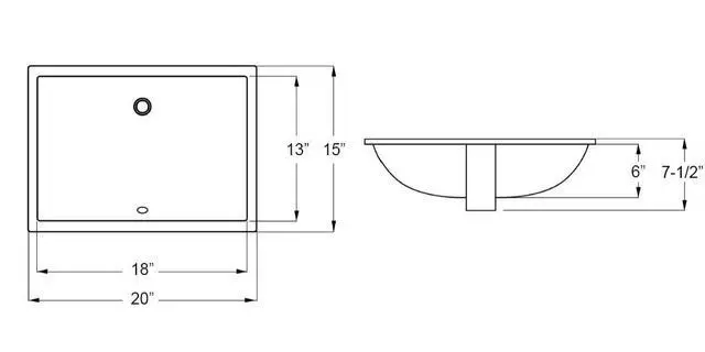 Alt view image 6 of 6 - 20 in. Rectangular Undermount Bathroom Sink in Biscuit (Combo w/Waterfall Single Handle Faucet in Brushed Nickel)