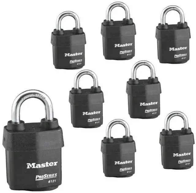 Main image of Eight (8) High Security Pro Series Padlocks w/16 Keys, 6121NKA-8 w/BumpStop Technology