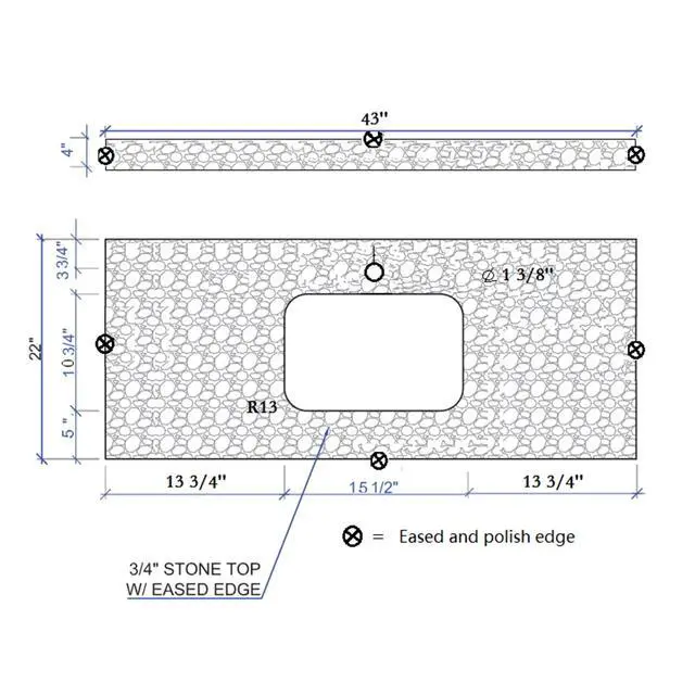 Alt view image 4 of 6 - 43" Bathroom Vanity Top, Carrara White Marble Vanity Sink Top with Undermount Ceramic Sink and Back Splash with Single Hole for Bathrom Cabinet (43"x22"(Single Hole))
