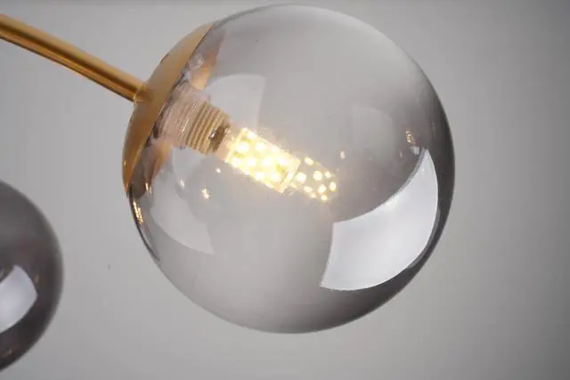 Alt view image 3 of 6 - 6-Light Sputnik Bubble Chandelier Light Fixture, 22" Modern Semi-Flush Chandelier Light, G9 Art Deco Bubble Lighting Fixture for Living Room, Dining Room, Entryway (Blue, 6 Light) (Grey-P, 8 Light)