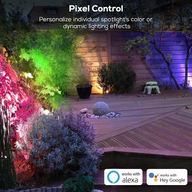 Alt view image 3 of 6 - APP Control Die-Cast Aluminum RGB Landscape Spotlights with Remote Control, Color Changing Music Sync Timer Alexa Compatible, Outdoor IP65 Waterproof for Patio Garden Yard Pathway, 16 Pack (2×8)