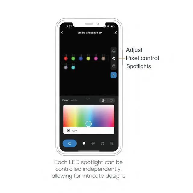 Alt view image 4 of 6 - APP Control Die-Cast Aluminum RGB Landscape Spotlights with Remote Control, Color Changing Music Sync Timer Alexa Compatible, Outdoor IP65 Waterproof for Patio Garden Yard Pathway, 16 Pack (2×8)