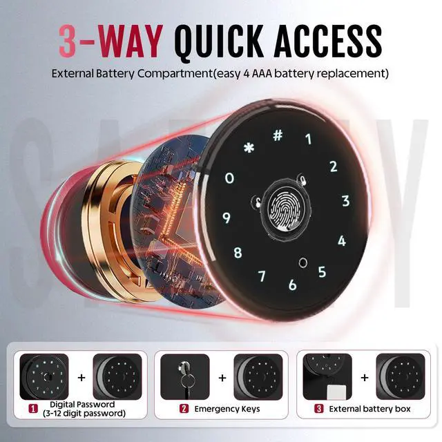 Alt view image 3 of 6 - 12-15 Gun Safe, Gun Safe for Rifles and Pistols, Large Fingerprint Rifle Safe, Biometric Safe and Password Lock, Gun Cabinet for Home with 4 Handgun Pockets, Free Diy Back Panel