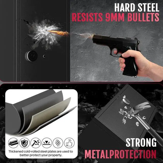 Alt view image 5 of 6 - 12-15 Gun Safe, Gun Safe for Rifles and Pistols, Large Fingerprint Rifle Safe, Biometric Safe and Password Lock, Gun Cabinet for Home with 4 Handgun Pockets, Free Diy Back Panel